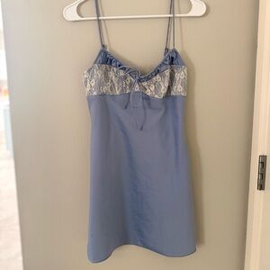 Urban Outfitters Blue Chemise with Lace Detail